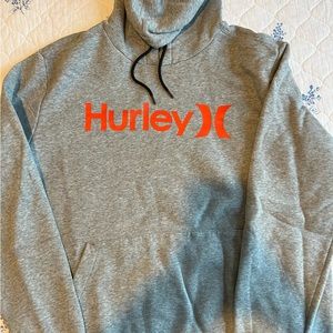 Hurley Grey Hoodie with Orange Text